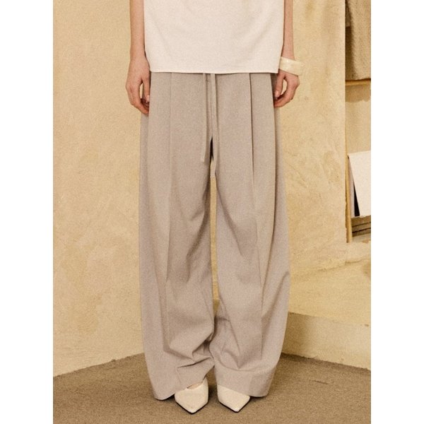 Drawstring Wide Pants Cool Grey