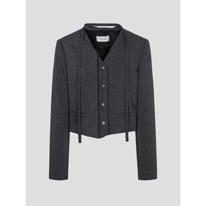 Strap Detail Short Jacket - Ash