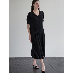 Crinkle sailor collar dress - Black