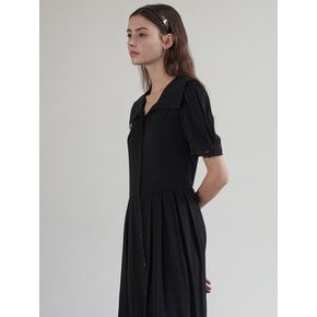 Crinkle sailor collar dress - Black