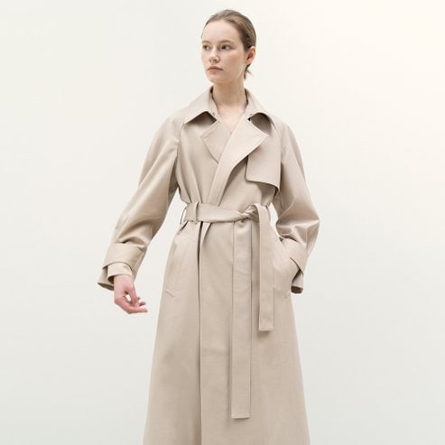 킨더살몬 Simple Trench Coat Hazelnut