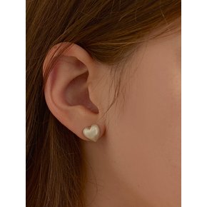 [연말 스페셜 6mm+10mm 진주귀걸이 증정][925 silver] Matte Silver Heart Earring