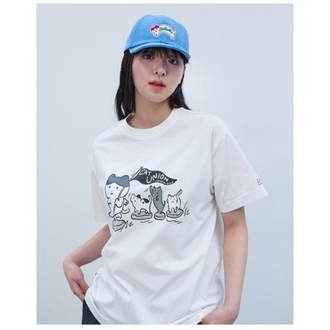 원더플레이스 [꼬모니노즈] 남녀공용 [NINOZ X SOOBOOKZ] CAT UNION T-SHIRT [2COLOR]