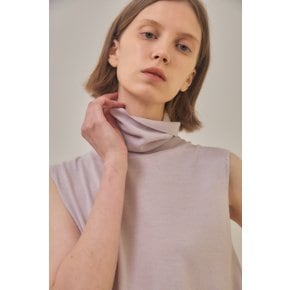 merino wool 70% silk 30%  turtleneck sleeveless knit top - Pale Purple