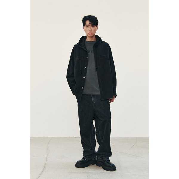 [MEN] 셔츠형 후디 블랙 데님 점퍼 9155313138099