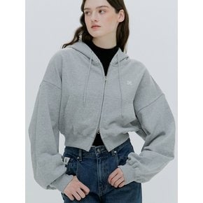 OVERSIZE CROPPED ZIP-UP HOODIE [3COLORS]