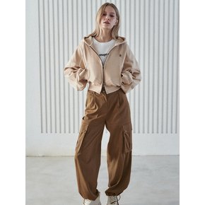 OVERSIZE CROPPED ZIP-UP HOODIE [3COLORS]