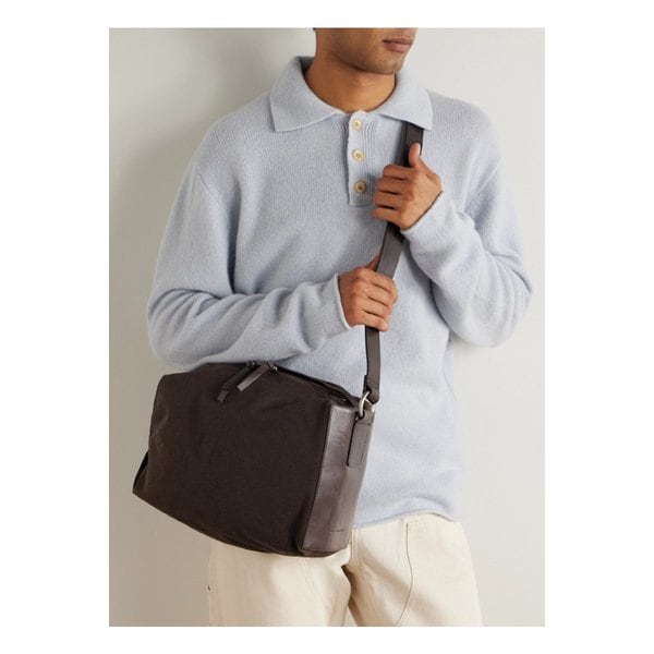 가죽 트리밍 코튼 캔버스 메신저 백 46376663162930340