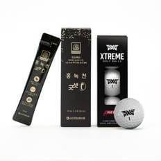 PXG 익스트림 골프에디션 홍녹천 굿 샷 골프공 3구 선물용 세트 스틱 10ML 10포