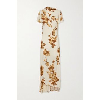 마그다뷰트림 마그다부트림 플로럴 프린트 스트레치 저지 미디 드레스 크림 46376663162976222