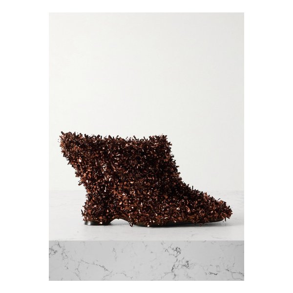 메탈릭 틴슬 웨지 뮬 브라운 1647597343852085