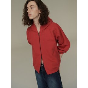 Paneled Zip-Up Hoodie (Red)