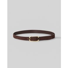 Suede Rounded leather belt_Camel