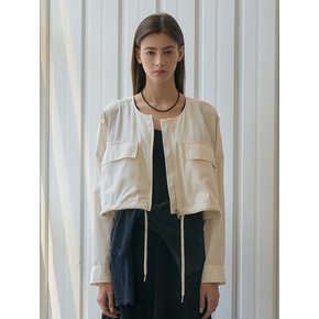 String Crop Zip-up_Ivory