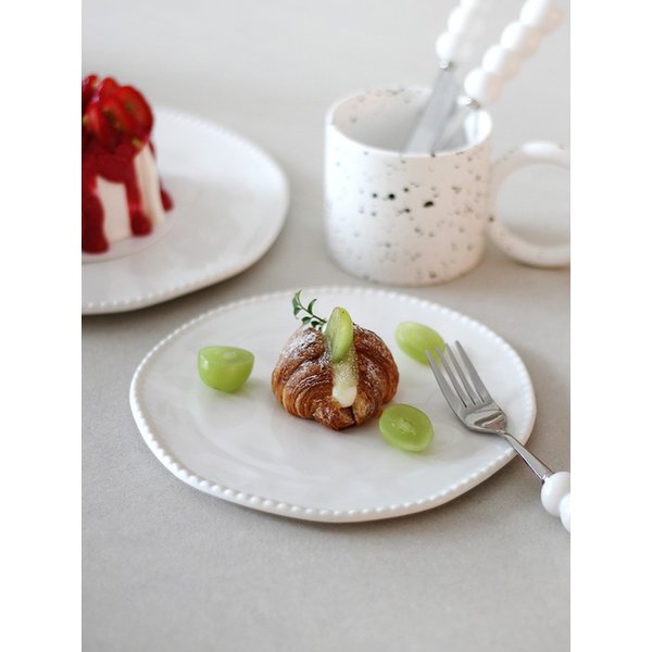 화이트 블랑 도트 디자인 접시 플레이트(s) 20cm