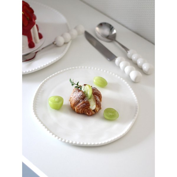 화이트 블랑 도트 디자인 접시 플레이트(s) 20cm