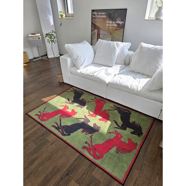 럭키 호스 아트 먼지없는 사계절 러그