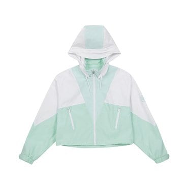MARTINE GOLF [정상가 398000원]여성 크롭 컬러블럭 후드 점퍼 민트 (Q0B630121)