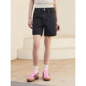 LOGO EMBROIDERY SHORT DENIM PANTS_VINTAGE BLACK