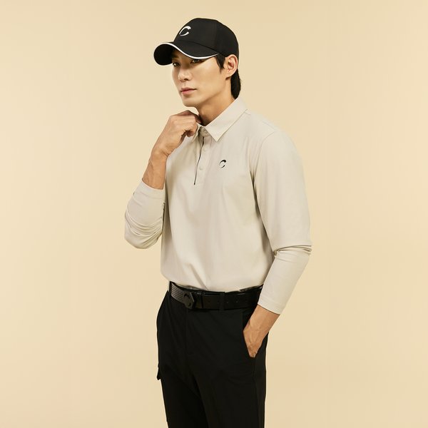 [부산점] 남성 스트레치 배색 카라 티셔츠 카키베이지_CHE1MLT1131KB