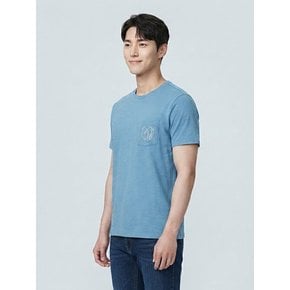 [보스트로]블루 자수 포인트 티셔츠-M2IA2211017B