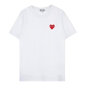 꼼데가르송 여성 하트 로고 와펜 티셔츠 AZ P1T107 051 WHITE