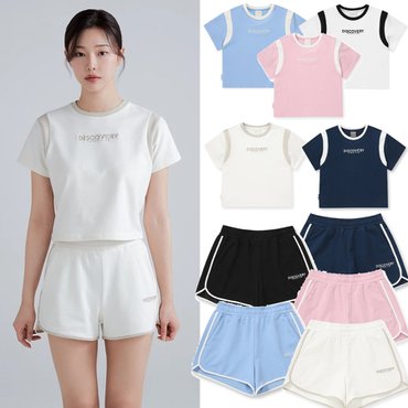 디스커버리 [강남점 단독] 디스커버리 여성 크롭 반팔 티셔츠 / 반바지 택1 DWTR46041/DWTB46041
