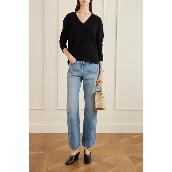 비사이드 슬림 라쏘 미드라이즈 와이드 진 미드 데님 46376663163047292