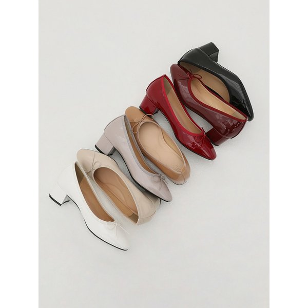 레티브 에나멜 리본 펌프스힐 (4cm)