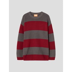 Rugby Stripe Crew Neck Sweater  Red (MS4951A426)