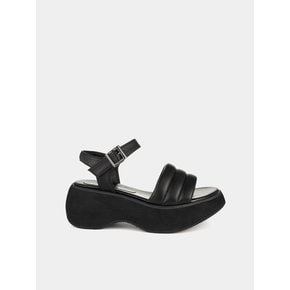 Cushioned strap platform sandals / black [쿠션 스트랩 플랫폼 통굽 샌들 / 블랙] 6CM