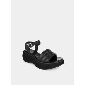 Cushioned strap platform sandals / black [쿠션 스트랩 플랫폼 통굽 샌들 / 블랙] 6CM