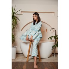 Aqua Blue Square Cotton Pajama Set