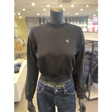 Calvin Klein Jeans [부산점] [CK진] 여성 스몰로고 크롭 맨투맨 (J223490-BEH)