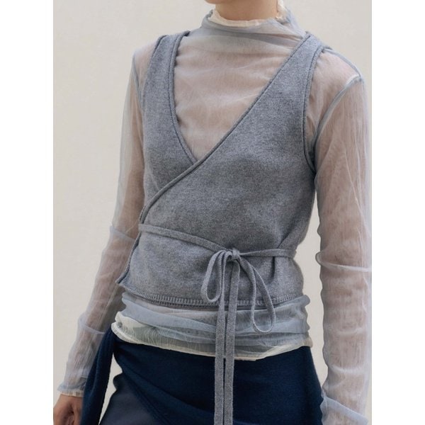 Crinkle Sheer Turtleneck (Till blue)