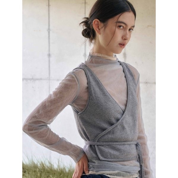 Crinkle Sheer Turtleneck (Till blue)