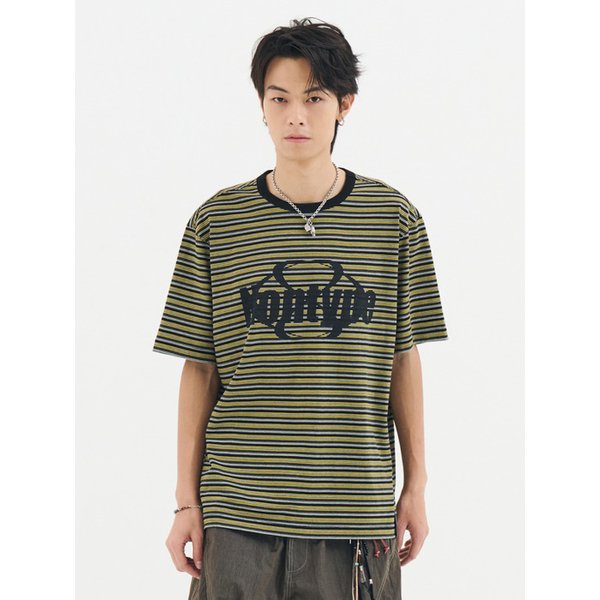 STRIPED LOGO GRAPHIC T-SHIRT (BLACK)