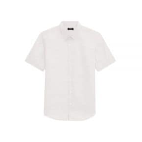 띠어리 24 Irving Short-Sleeve Shirt in Relaxed Linen (N0373502 100) (릴랙스드 린넨