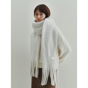 Chunky Tassle Wool Muffler (Ivory)