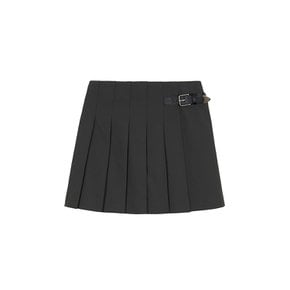 Belt Pleats Skirt in D/Grey VW3SS100-13