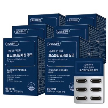 헬스베버리지 포스파티딜세린 징코 900mg  x 30캡슐 x 6개 (3개월분) / 인지력 기억력 개선,피부보습