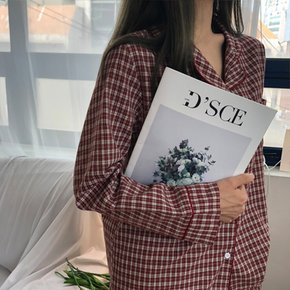 / 레드와인 체크 파자마 잠옷 세트