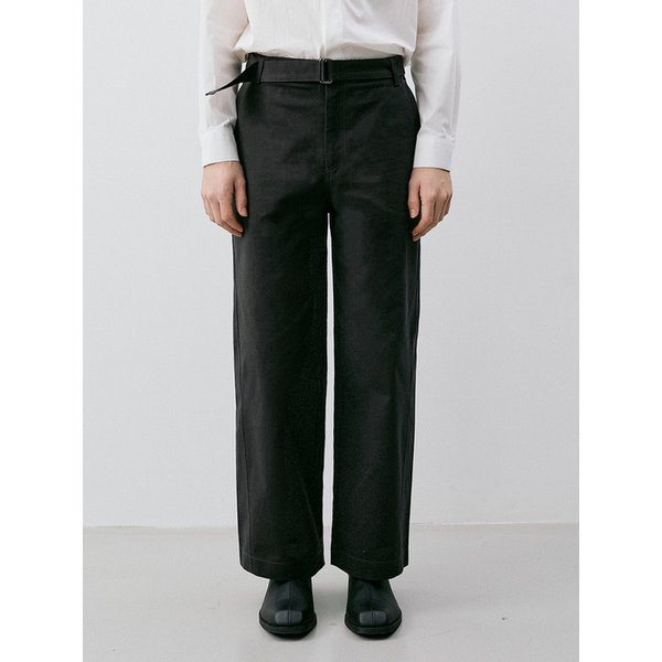 BELTED STRAIGHT CHINO PANTS_CHARCOAL