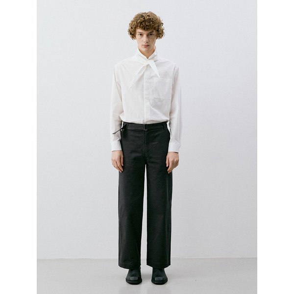 BELTED STRAIGHT CHINO PANTS_CHARCOAL