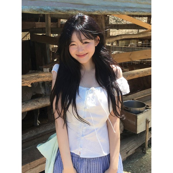 CLARE SHIRRING BLOUSE[WHITE] / 2COLOR