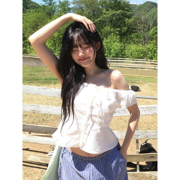 CLARE SHIRRING BLOUSE[WHITE] / 2COLOR