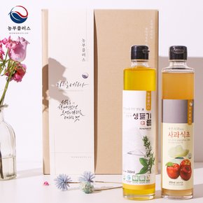 국산 냉압착 생들기름 사과식초 300ml 2병 선물세트  농부플러스