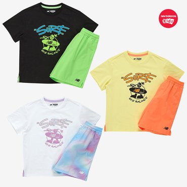 뉴발란스키즈 Waterful land_네온 포인트 반팔 세트 (NK9YF2404U)