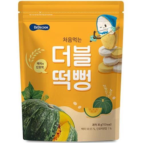 [유로메디] 베베쿡 처음먹는 더블 떡뻥 백미와단호박 30g 유아 아기 쌀과자 퍼프(1)