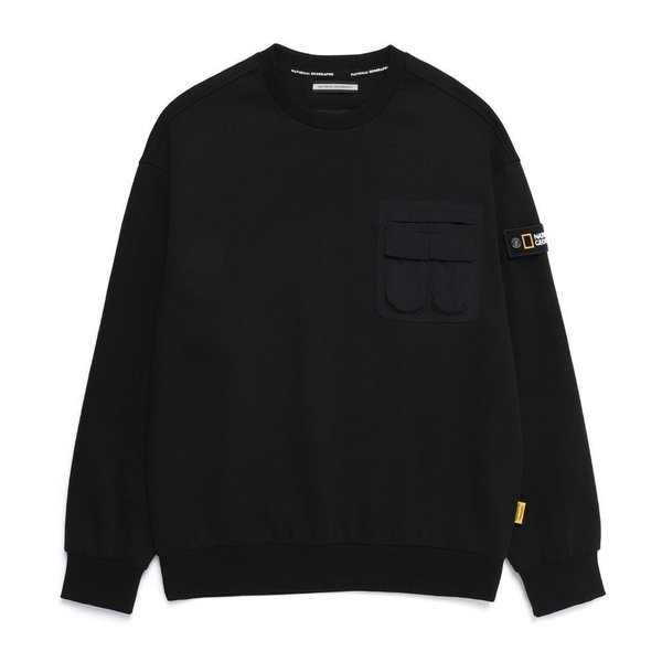 [여주점] N251USW110 NRN 가슴포켓 세미오버핏 맨투맨 CARBON BLACK